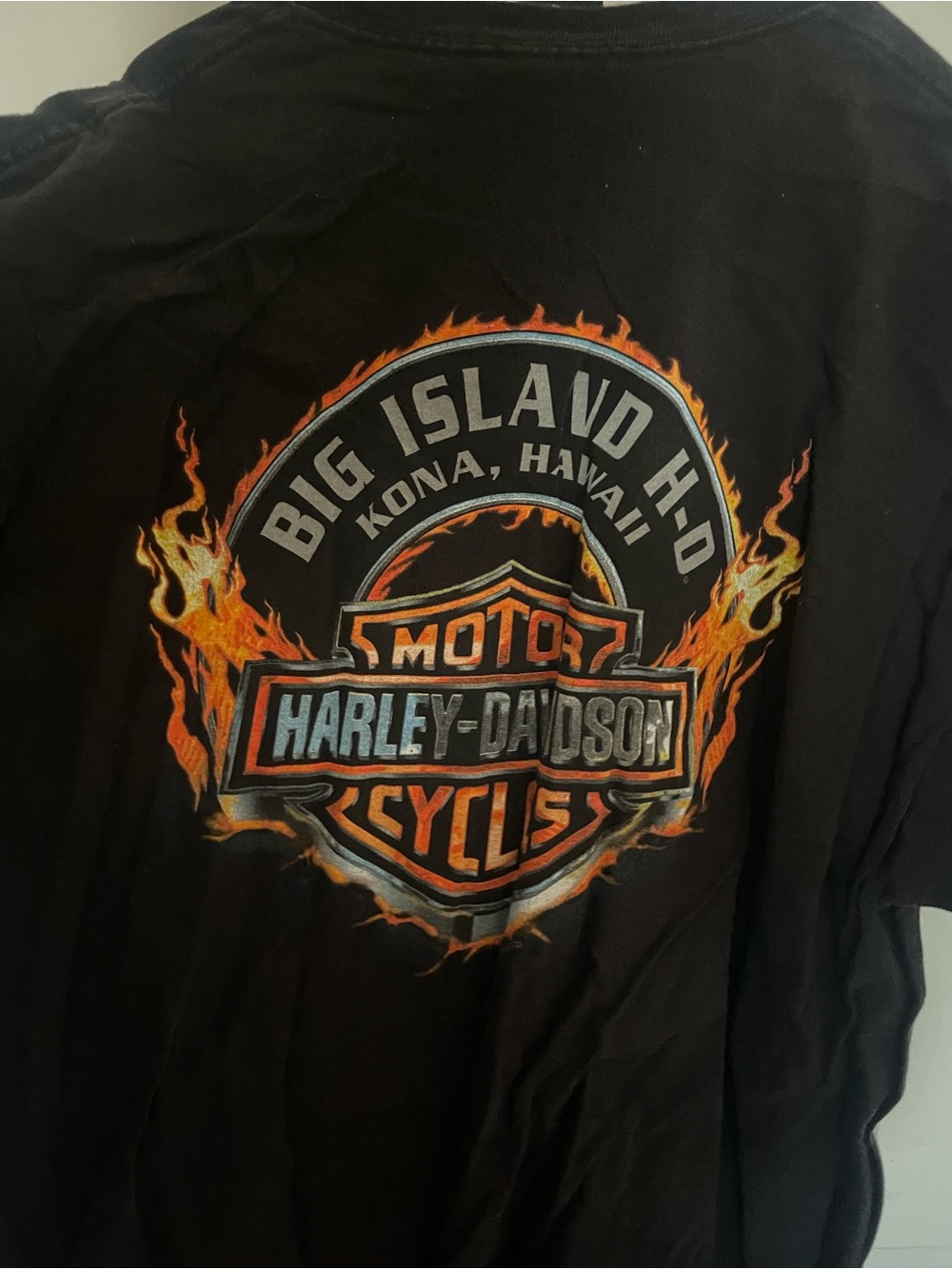 Harley-Davidson Black Tee with Orange and Yellow Flame Logo